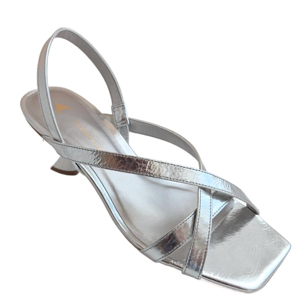 NEW CARRANO women's heeled strappy sandal in metallic silver - Picture 3 of 4